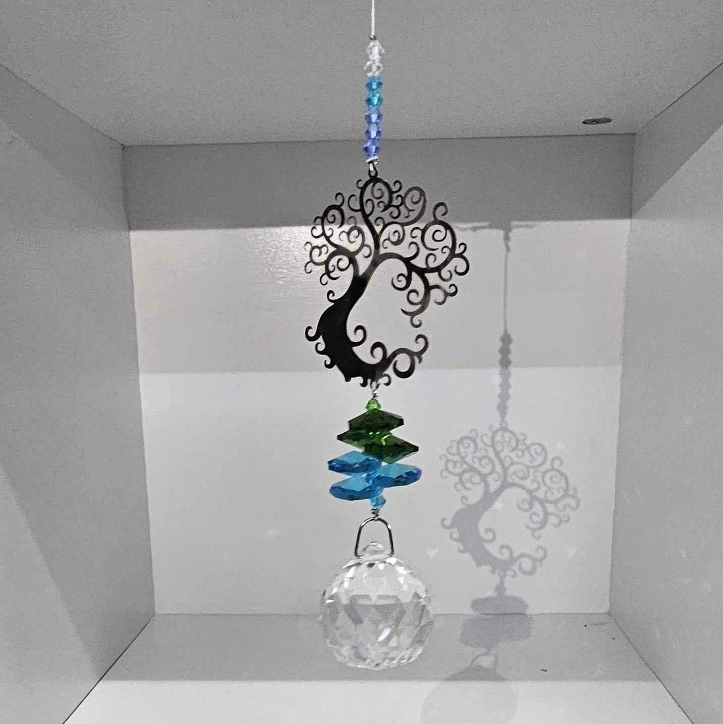 Tree of Life Sun Catcher Blue & Green 15 cm – Elemental Soulful Healing